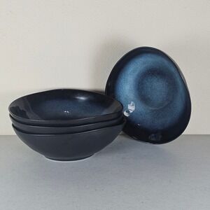 4‎ Gibson Elite Black Reactive Blue Cereal Bowls